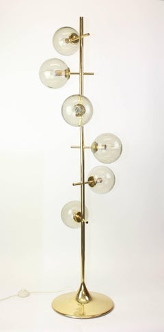 Atomic Brass Floor Lamp by Max Bill for Temde, Switzerland, 1960s