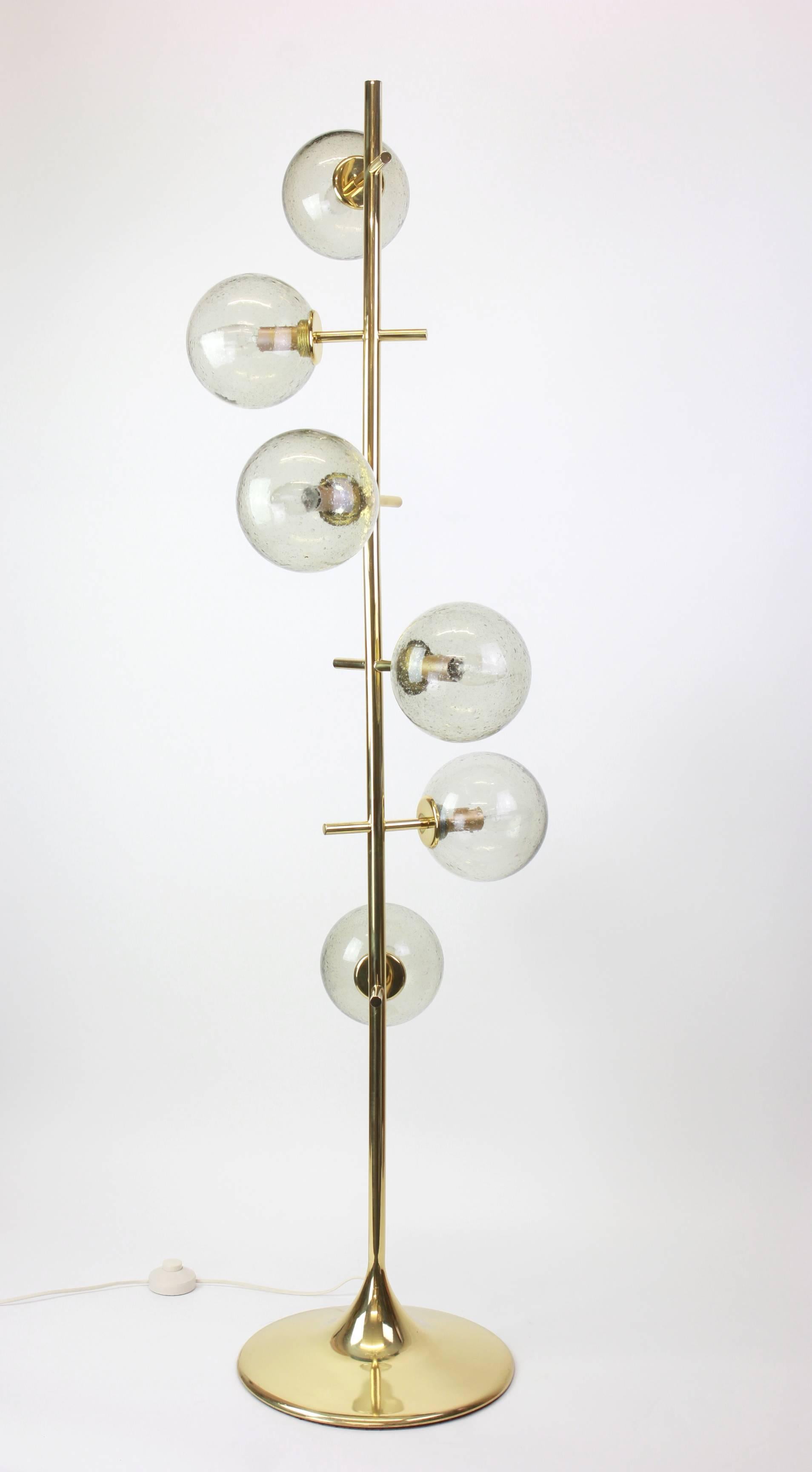 Mid-Century Modern Atomic Brass Floor Lamp by Max Bill for Temde, Switzerland, 1960s