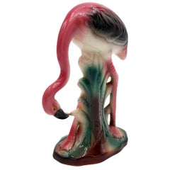 Atomic California Pottery Ceramic Grazing Tropical Pink Flamingo Figurine Statue
