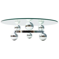Atomic Chrome and Glass Coffee Table Space Age Sputnik, 1970s