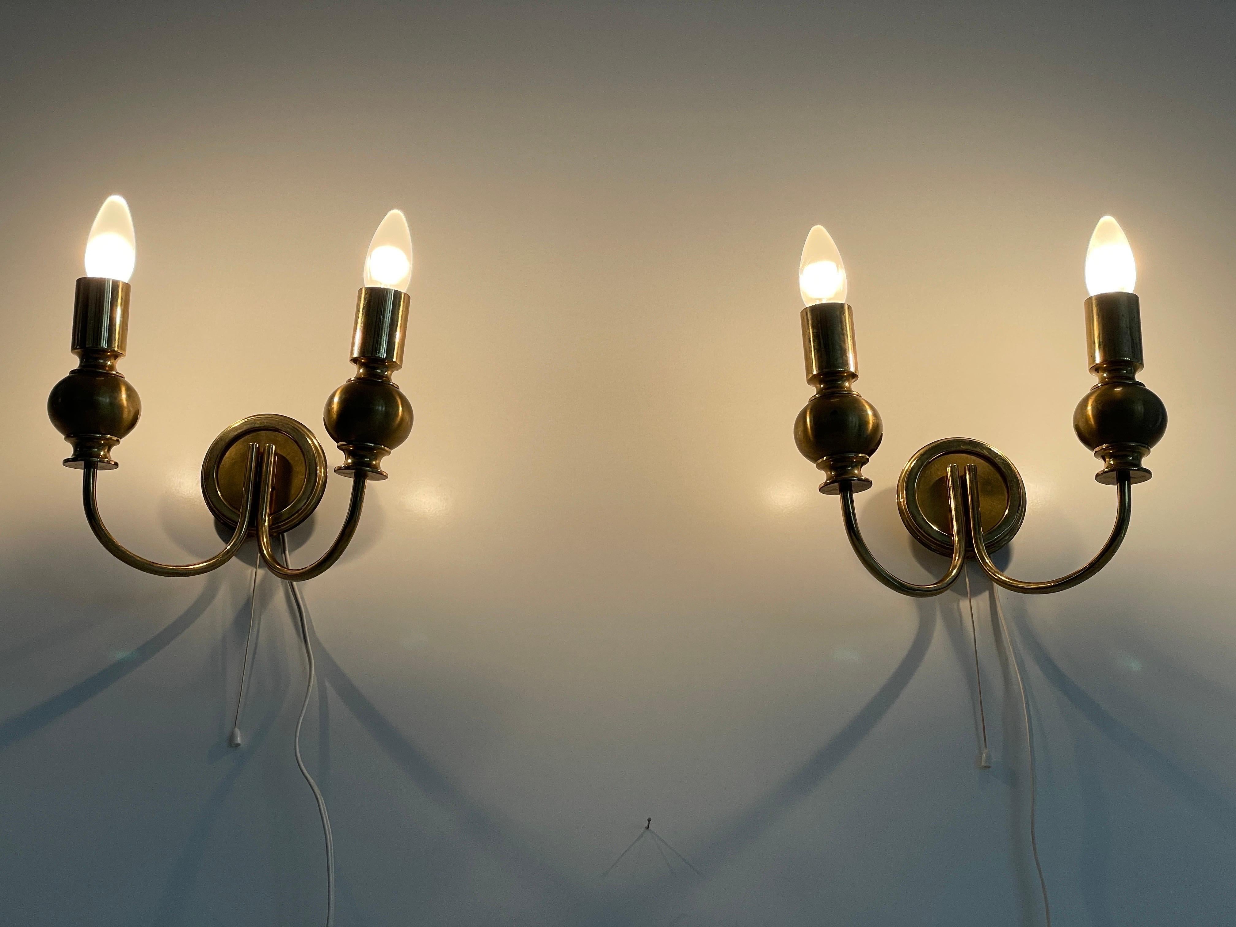 Atomic Design Brass Pair of Sconces by N Leuchten, 1950s, Germany For Sale 5