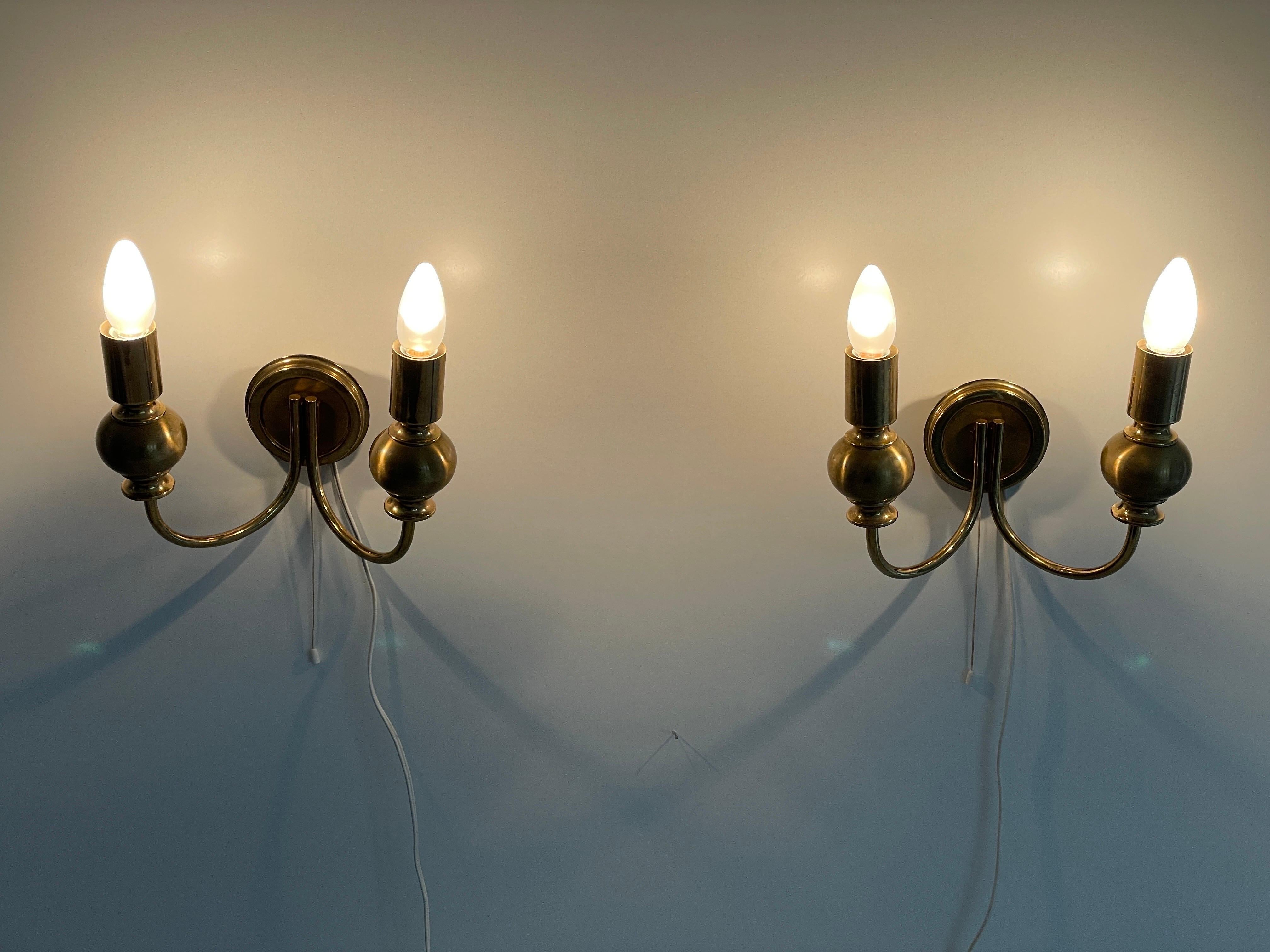 Atomic Design Brass Pair of Sconces by N Leuchten, 1950s, Germany For Sale 6