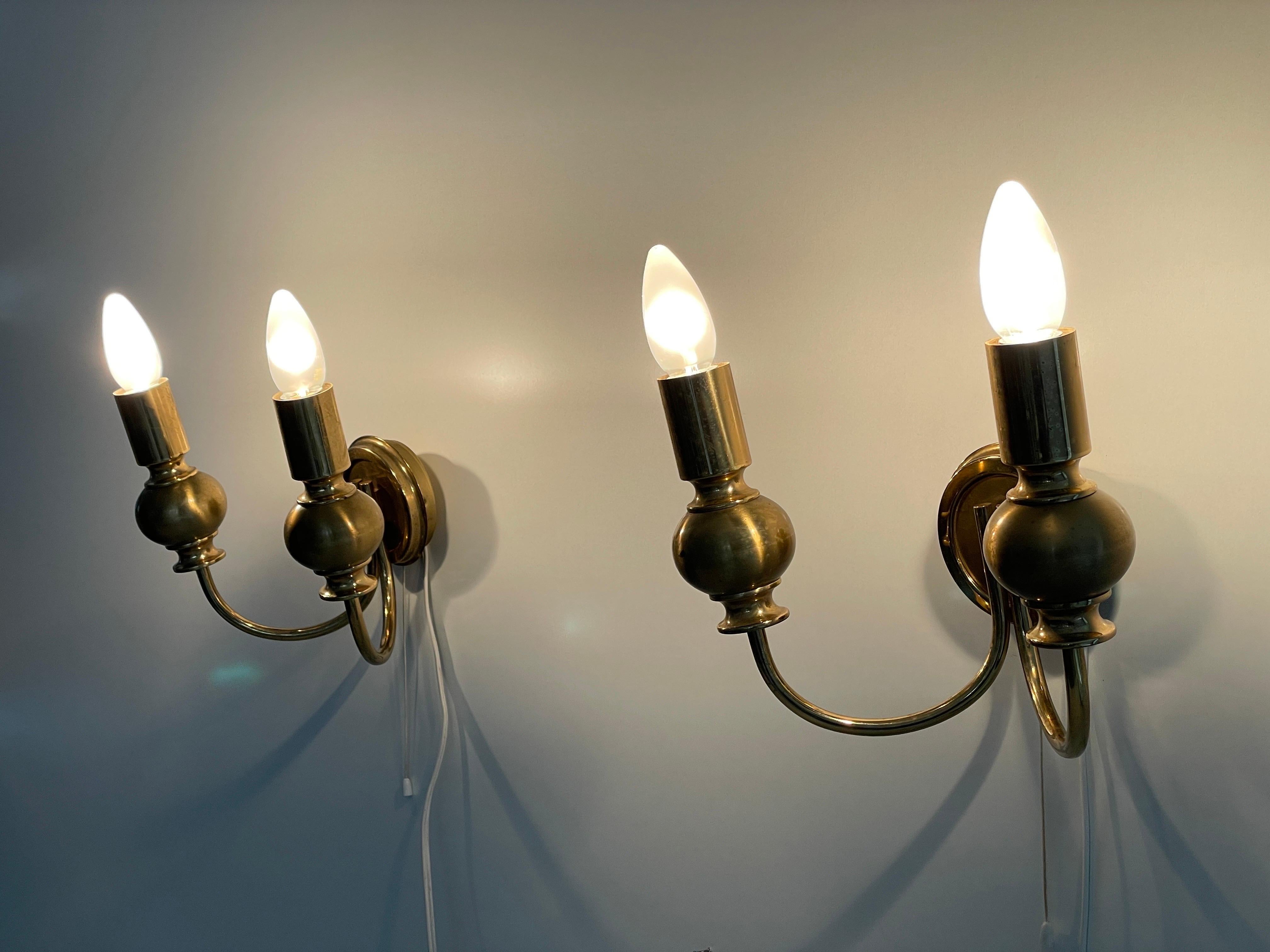 Atomic Design Brass Pair of Sconces by N Leuchten, 1950s, Germany For Sale 7