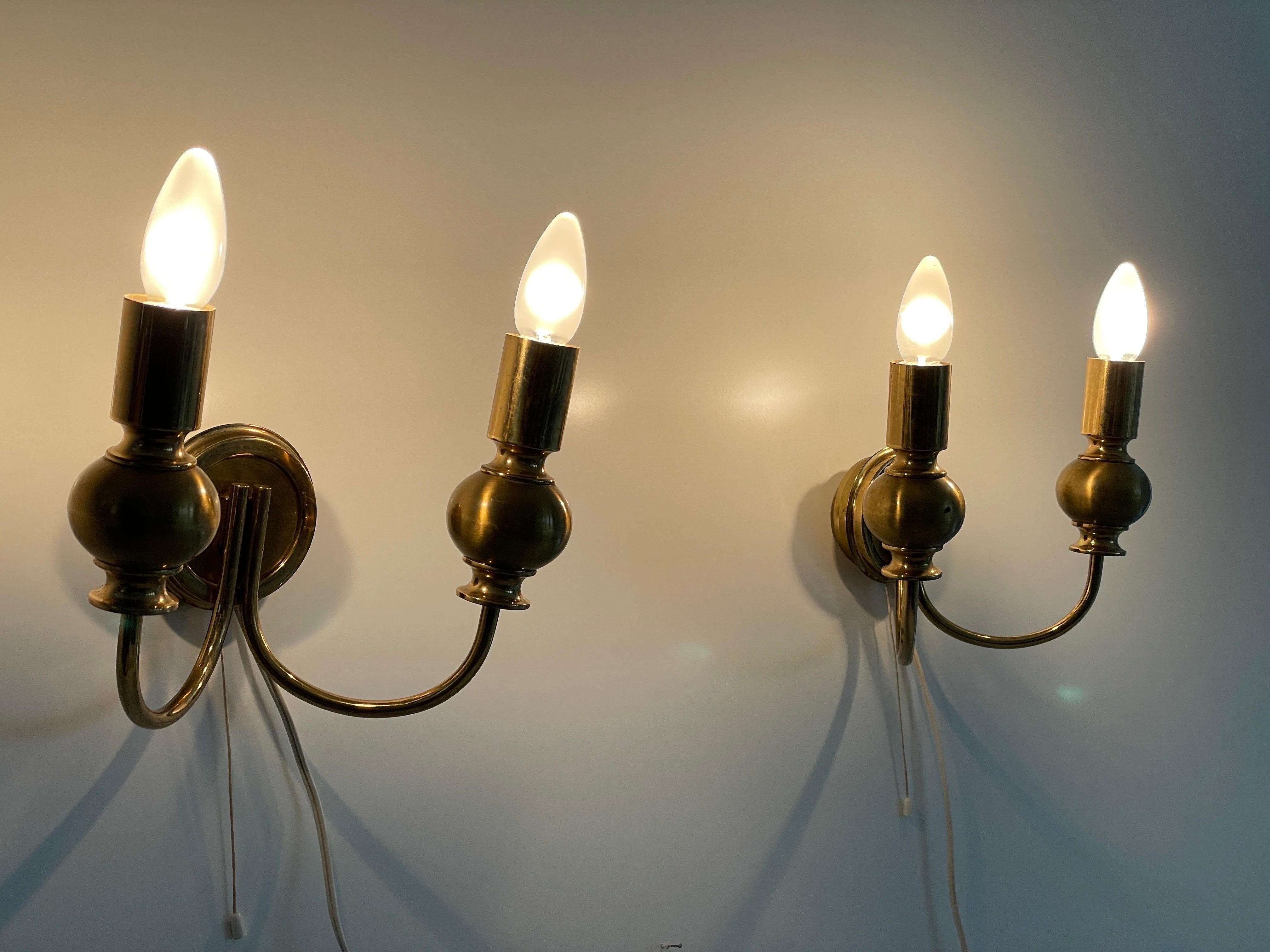 Atomic Design Brass Pair of Sconces by N Leuchten, 1950s, Germany For Sale 8