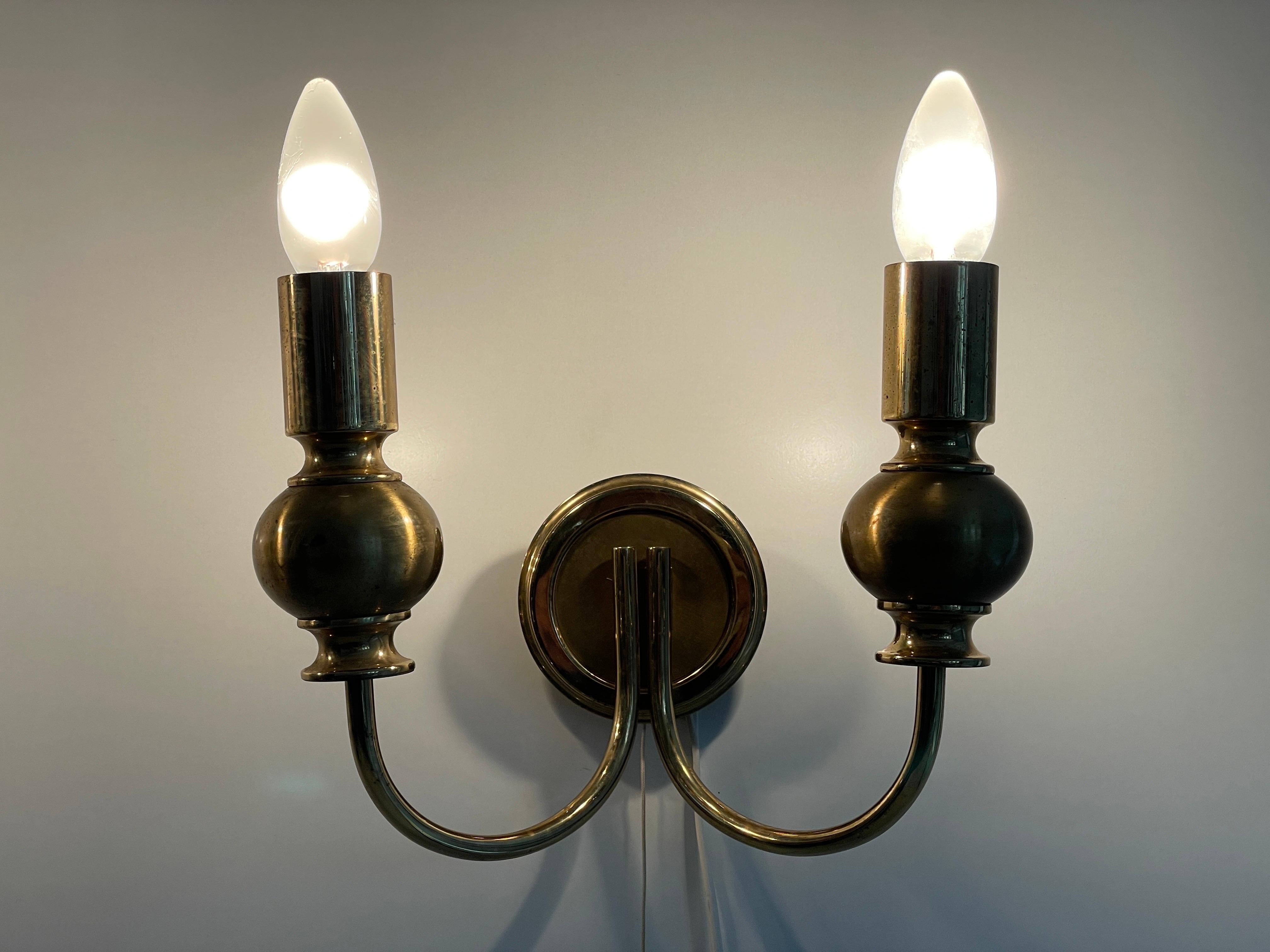 Atomic Design Brass Pair of Sconces by N Leuchten, 1950s, Germany For Sale 9