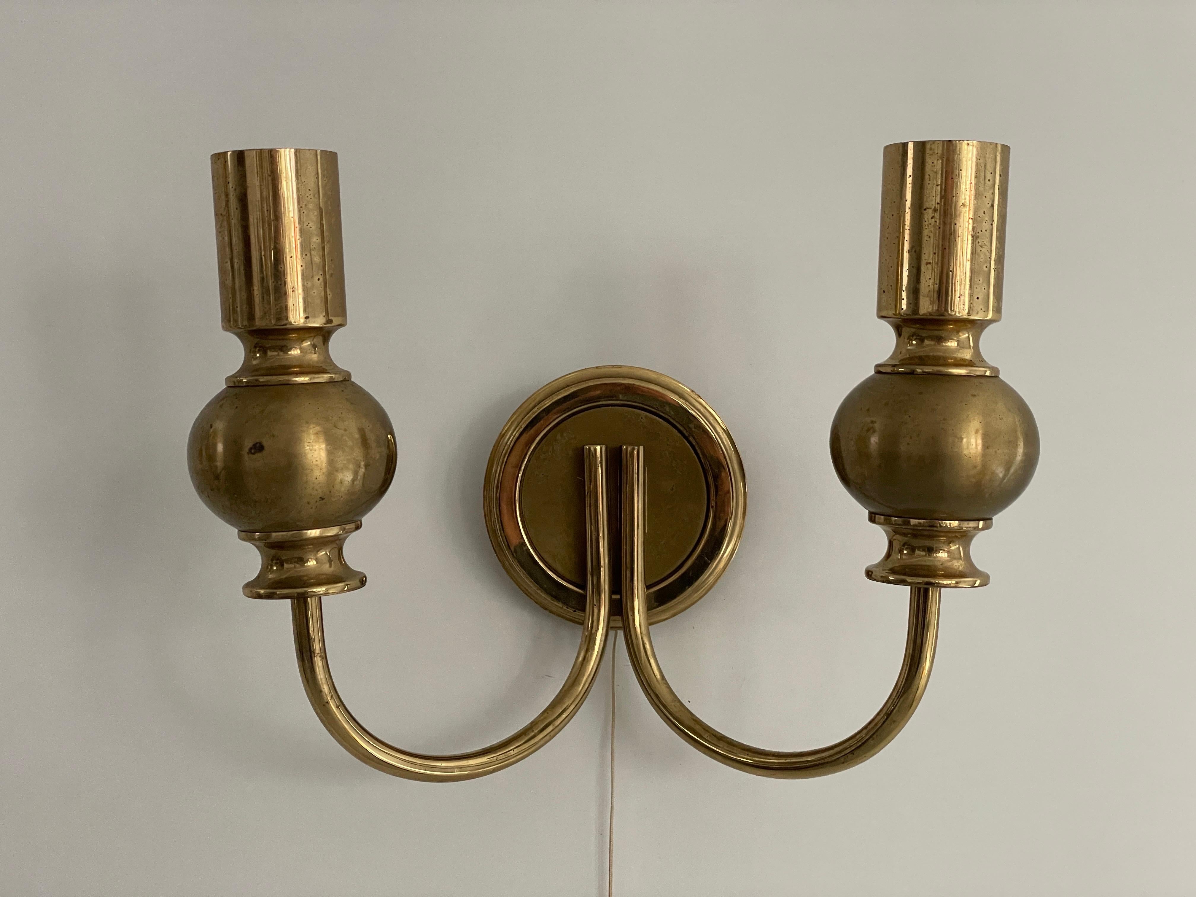 Atomic Design Brass Pair of Sconces by N Leuchten, 1950s, Germany For Sale 1