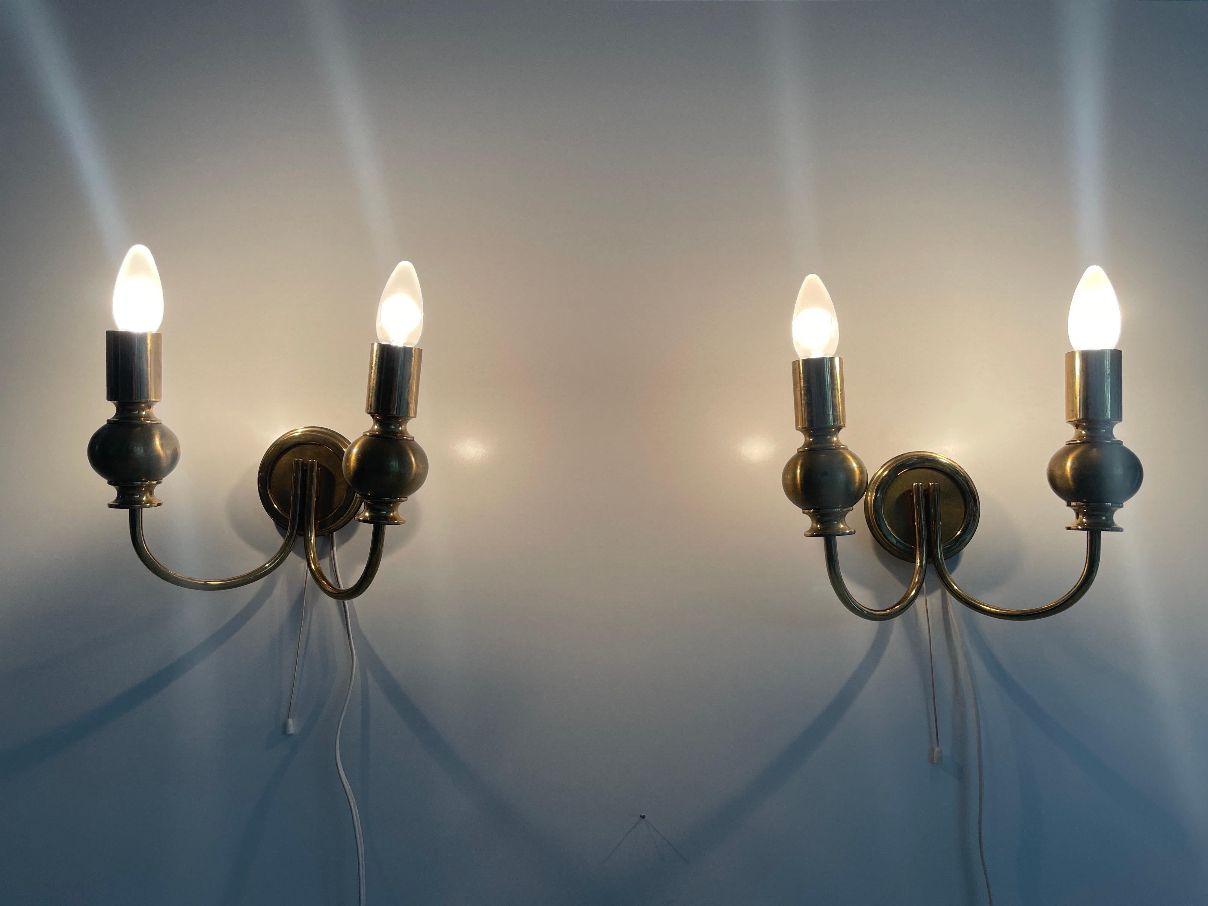 Atomic Design Brass Pair of Sconces by N Leuchten, 1950s, Germany For Sale 4