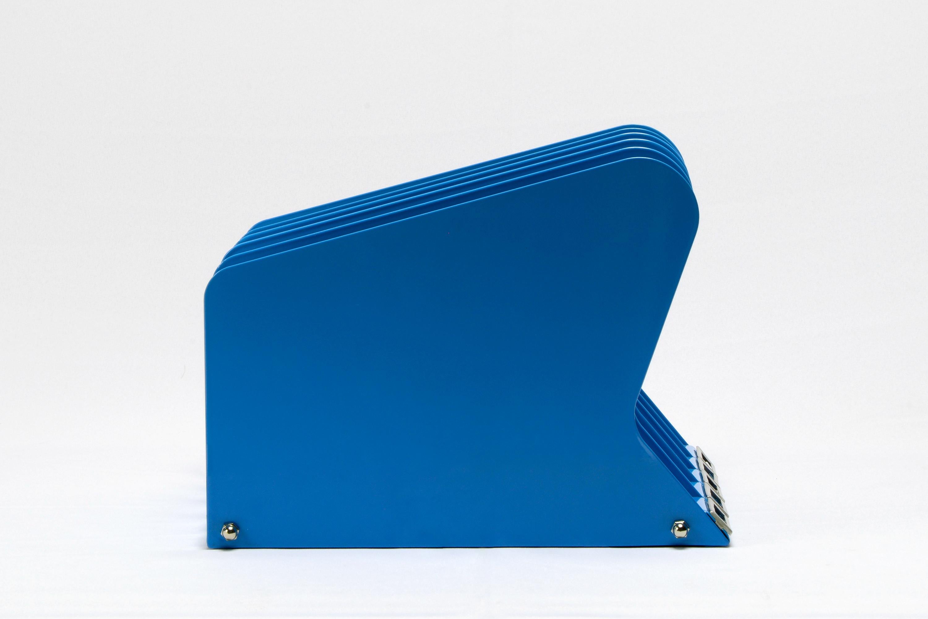 American Atomic Desktop Memo or File Holder, Refinished in Blue