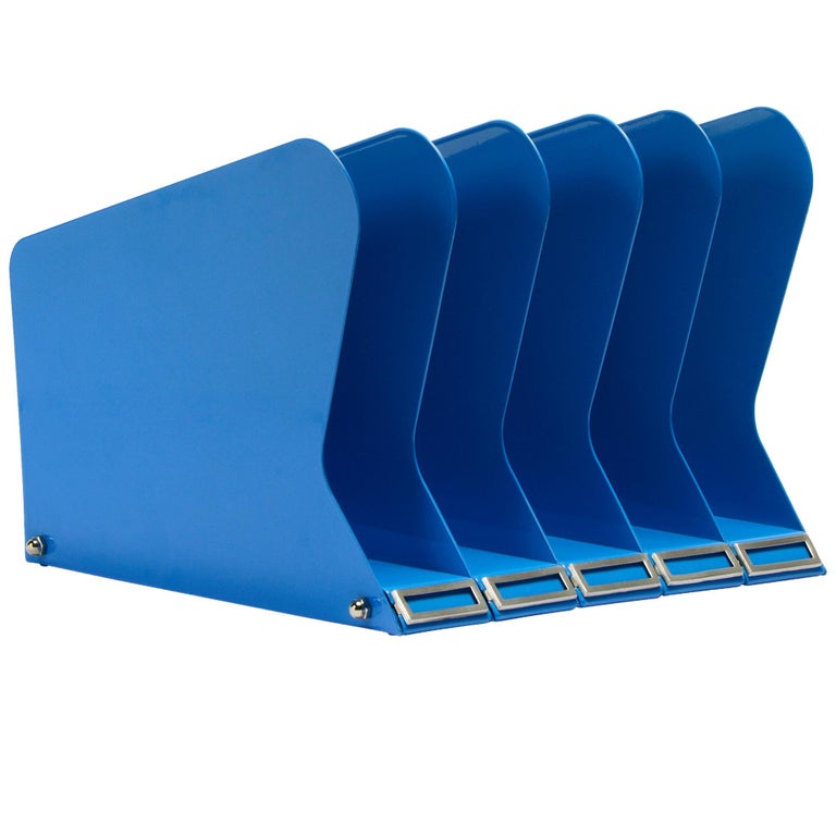 Memo Rack Atomic Desktop Memo or File Holder, Refinished in Blue at 1stDibs