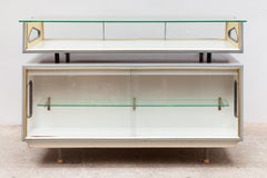 Atomic 1950s Dutch Design Glass and Wood Display Cabinet Vitrine, Shop Counter