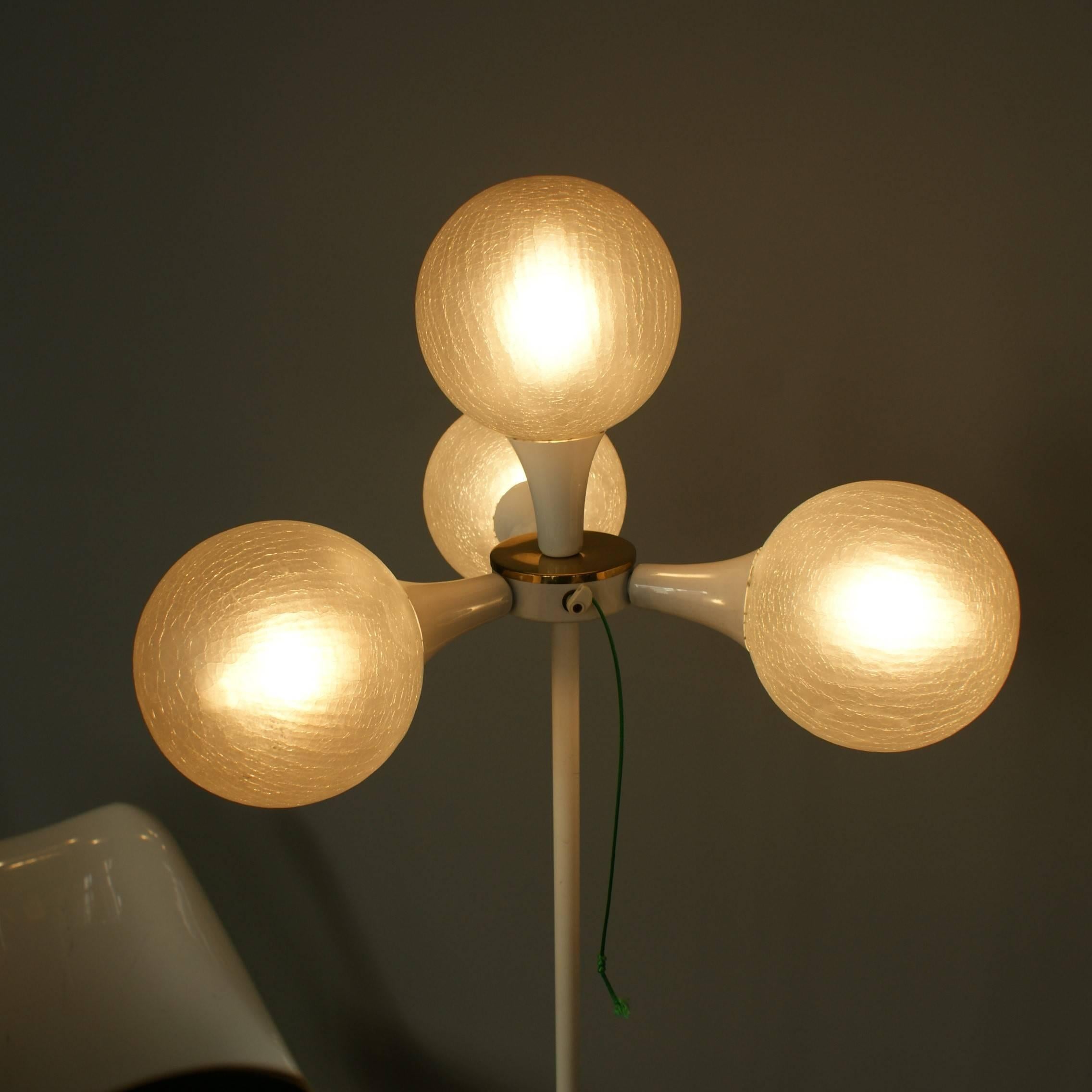 Italian Atomic Floor Lamp with Murano Crackle Glass Globes, 1970s, Italy