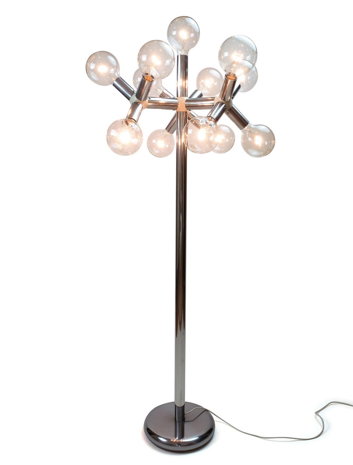 Mid-20th Century Swiss Vintage Design Atomic Floorlamp by Haussmann for Swisslamps International