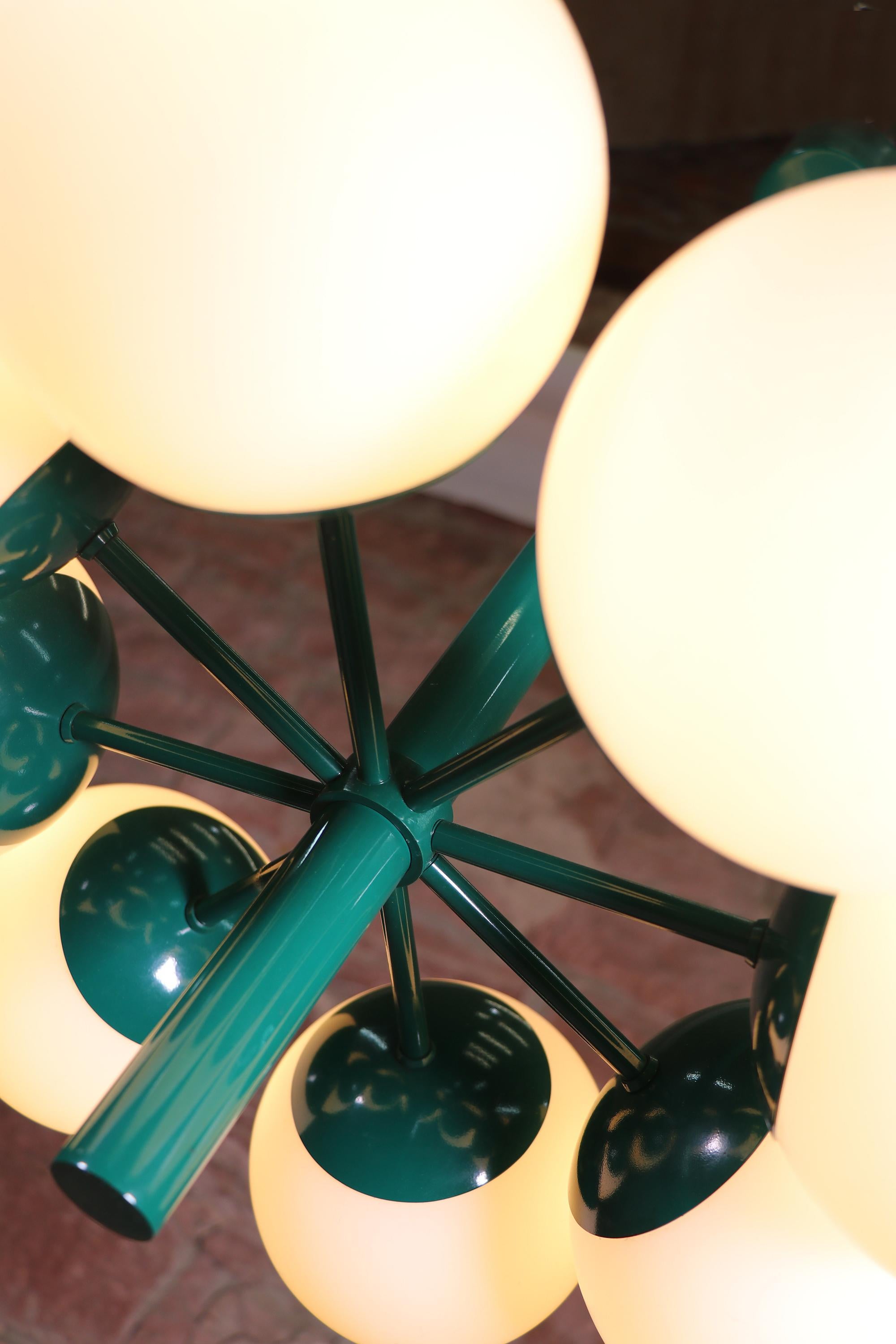 Kaiser Glass Globes Chandelier Germany, 1960s In Good Condition In Niederdorfelden, Hessen