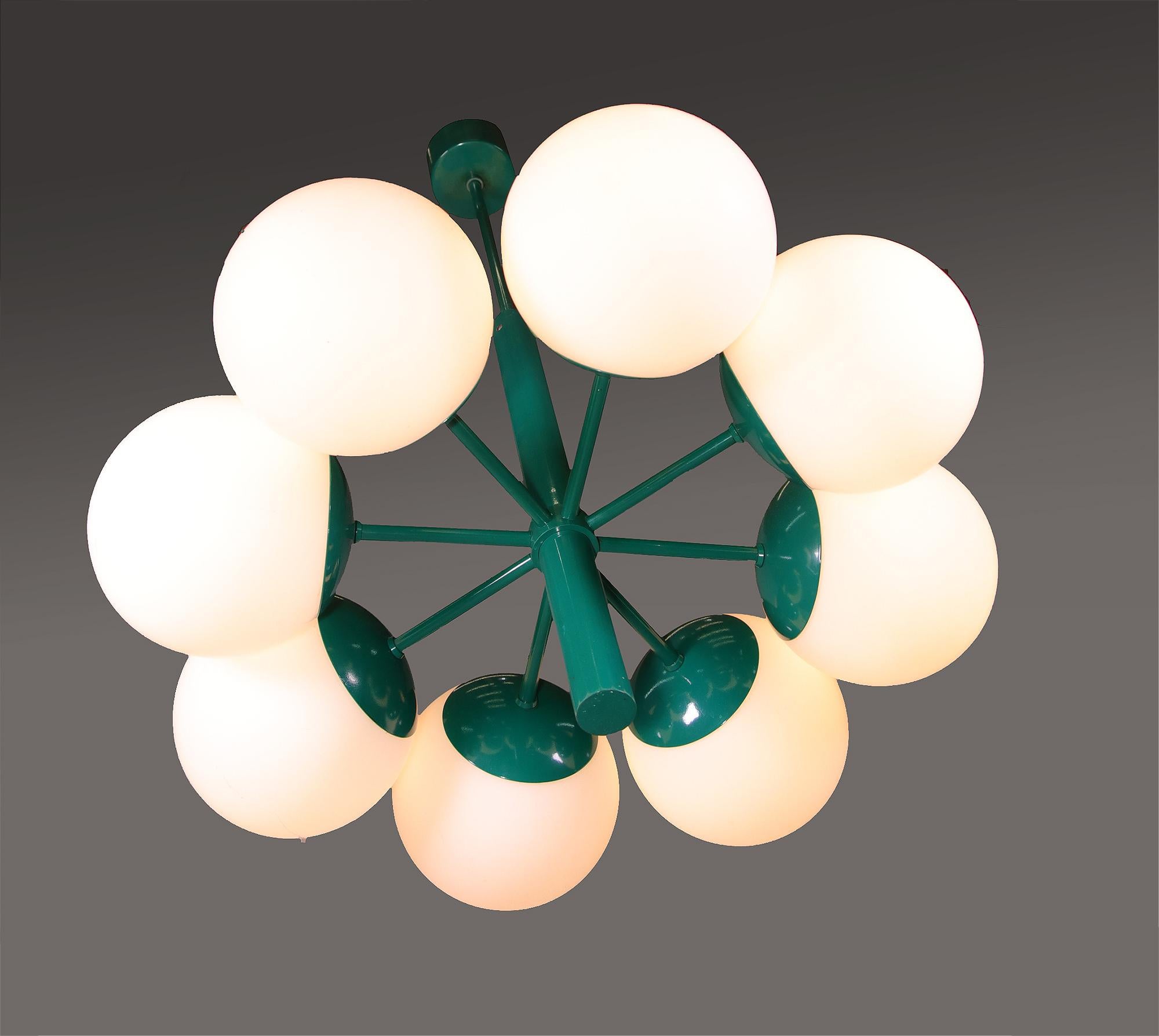 Mid-20th Century Kaiser Glass Globes Chandelier Germany, 1960s