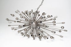 Atomic Inspired Brushed Nickel Sputnik Chandelier with 54 Bulb Sockets