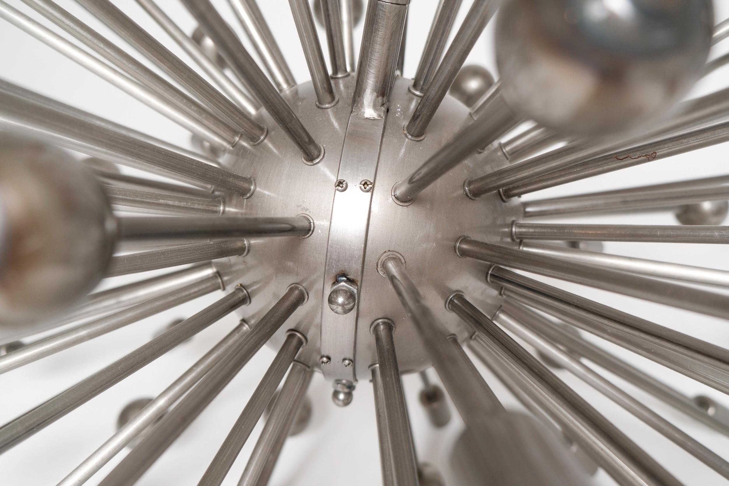 Atomic Inspired Brushed Nickel Sputnik Chandelier with 54 Bulb Sockets Siglo XXI y contemporáneo en venta