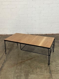 Atomic iron and oak coffee table