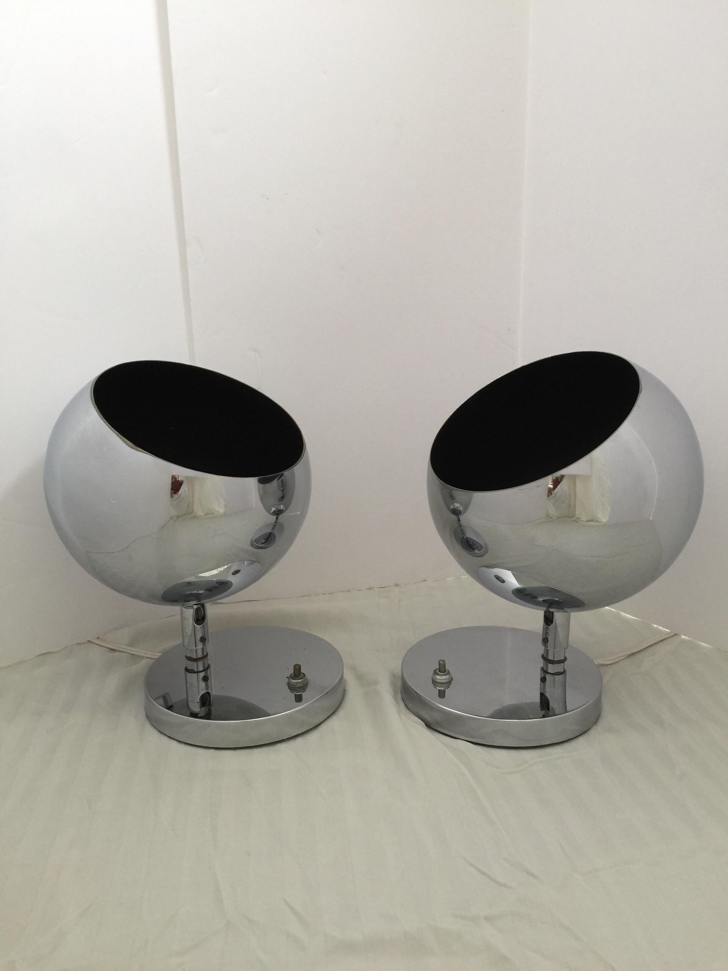 Mid-20th Century Atomic Mid-Century Modern Articulating Eyeball Spot Lamps by OMI Koch & Lowy