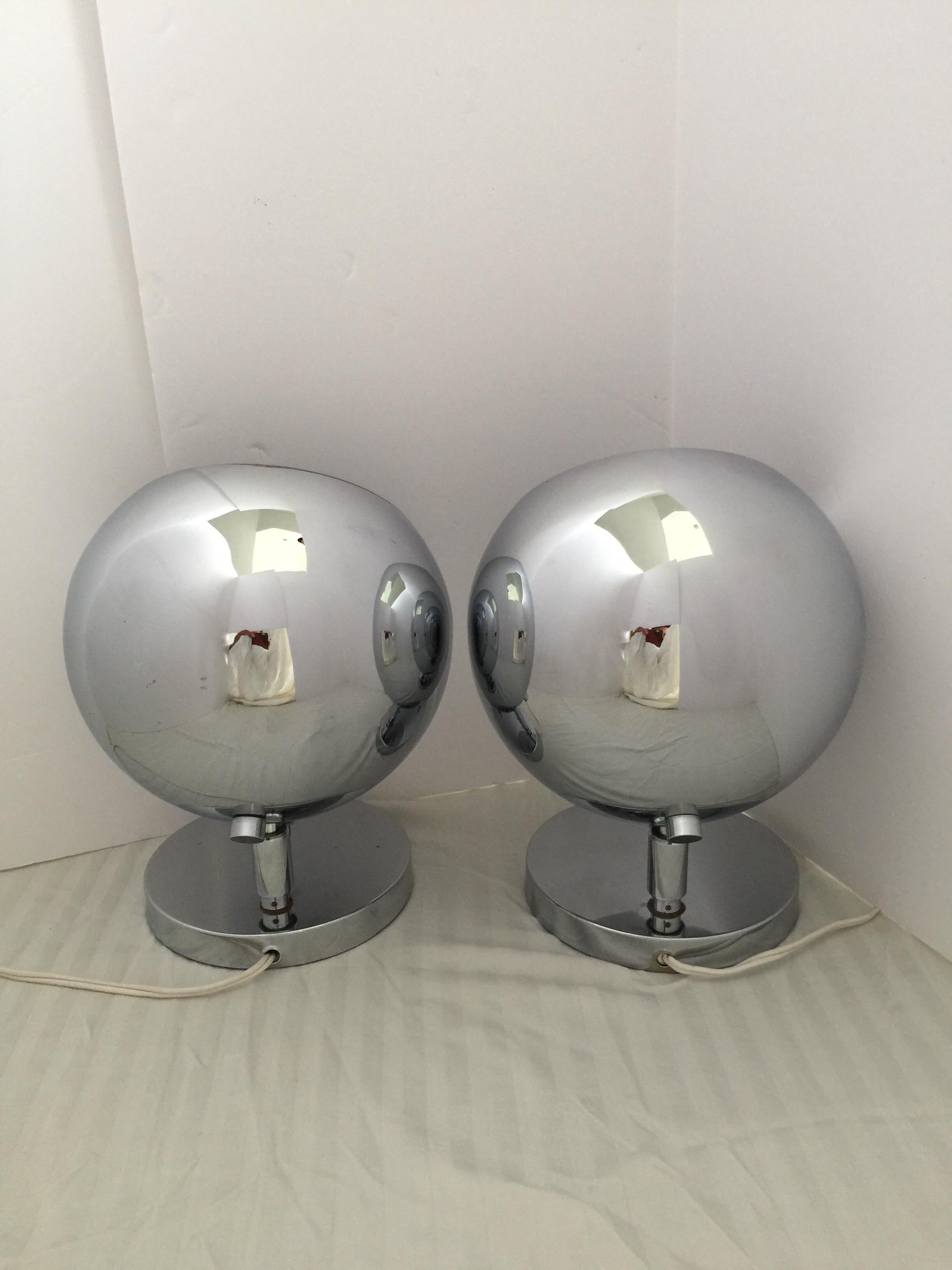 Metal Atomic Mid-Century Modern Articulating Eyeball Spot Lamps by OMI Koch & Lowy