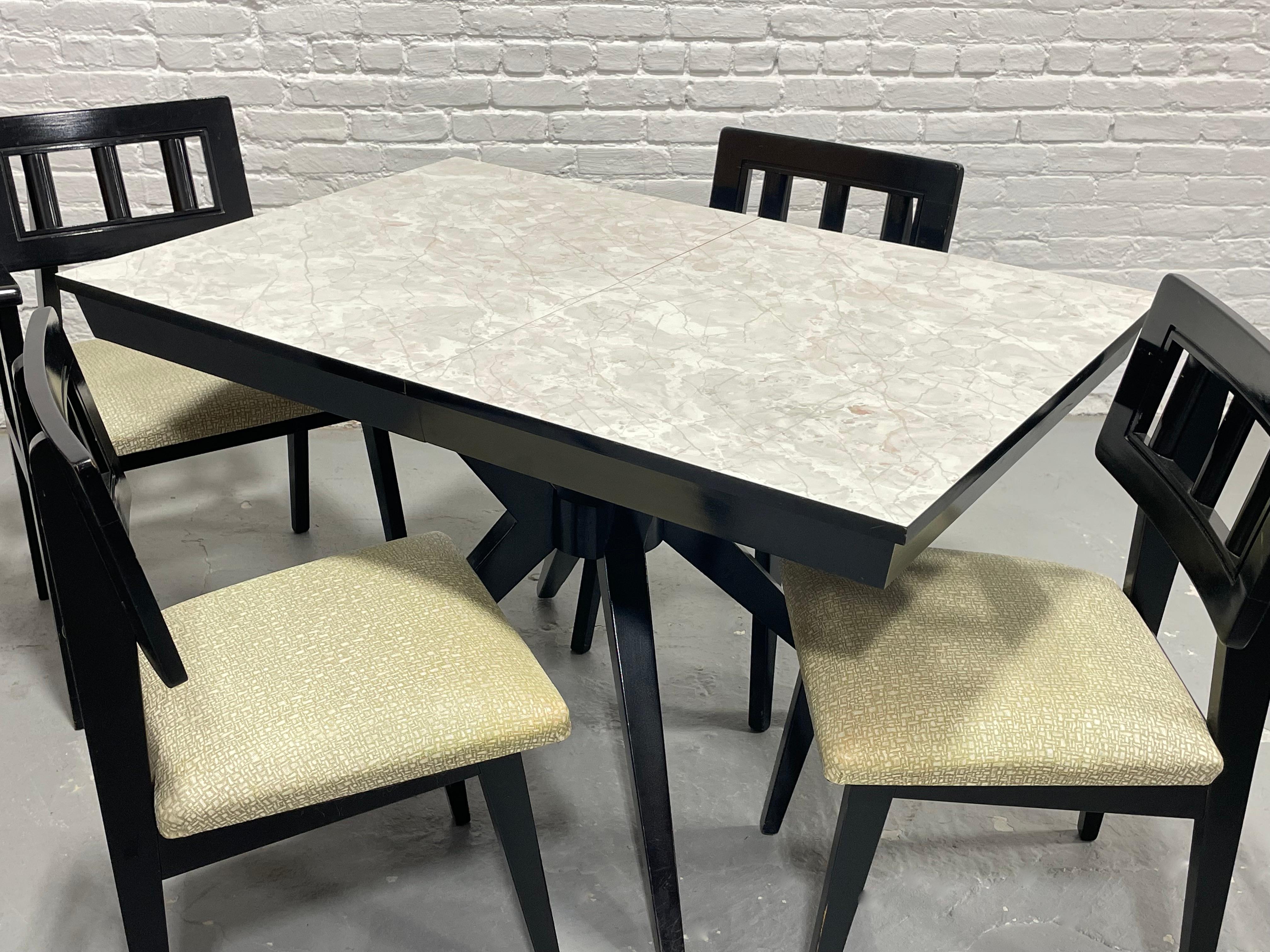 Atomic Mid Century Modern Ebonized Dining Set – Table + 4 Chairs, c. 1950s For Sale 4