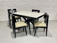 Atomic Mid Century Modern Ebonized Dining Set – Table + 4 Chairs, c. 1950s