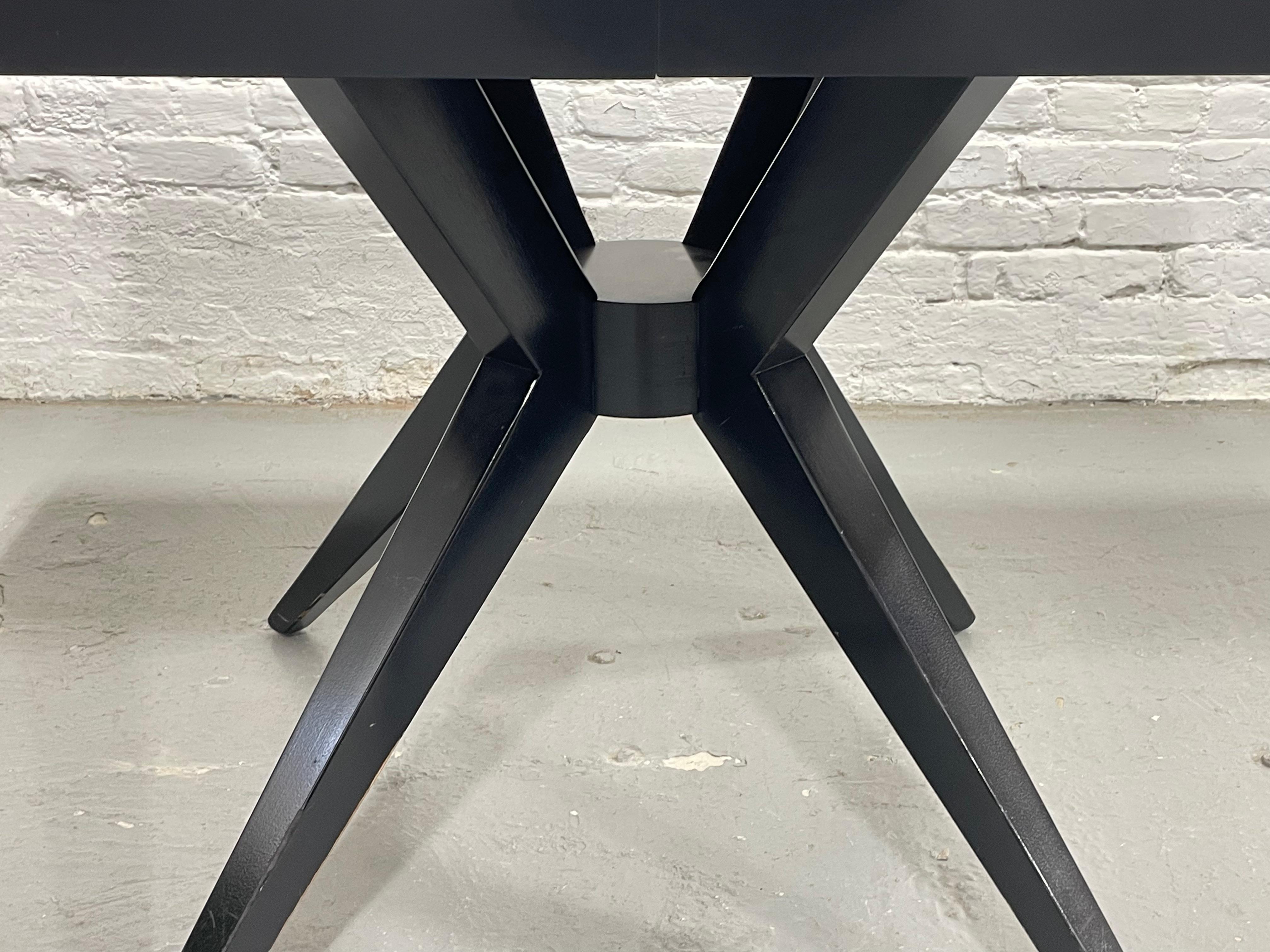 Atomic Mid Century Modern Ebonized Dining Set – Table + 4 Chairs, c. 1950s In Good Condition For Sale In Weehawken, NJ