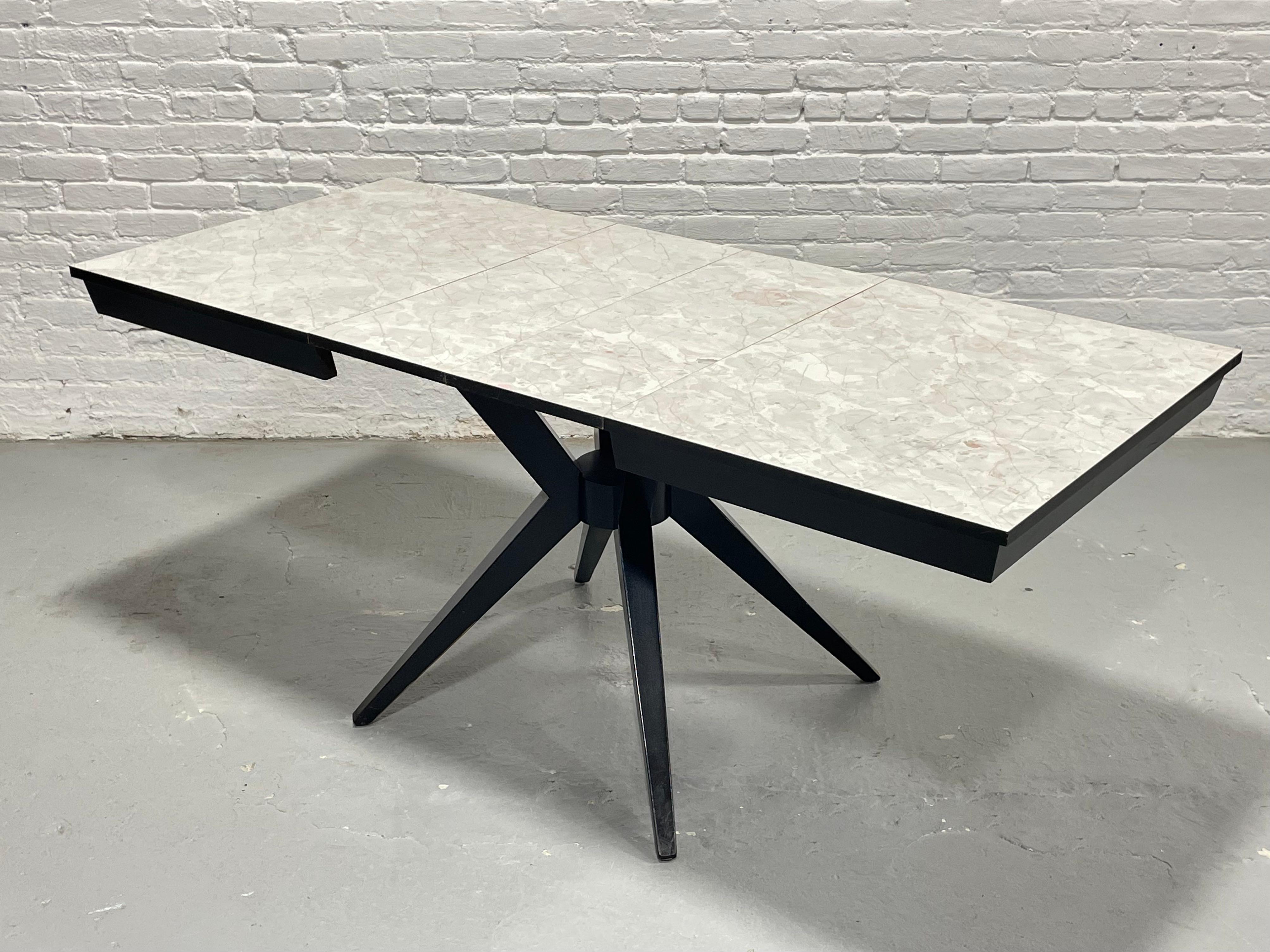 Formica Atomic Mid Century Modern Ebonized Dining Set – Table + 4 Chairs, c. 1950s For Sale
