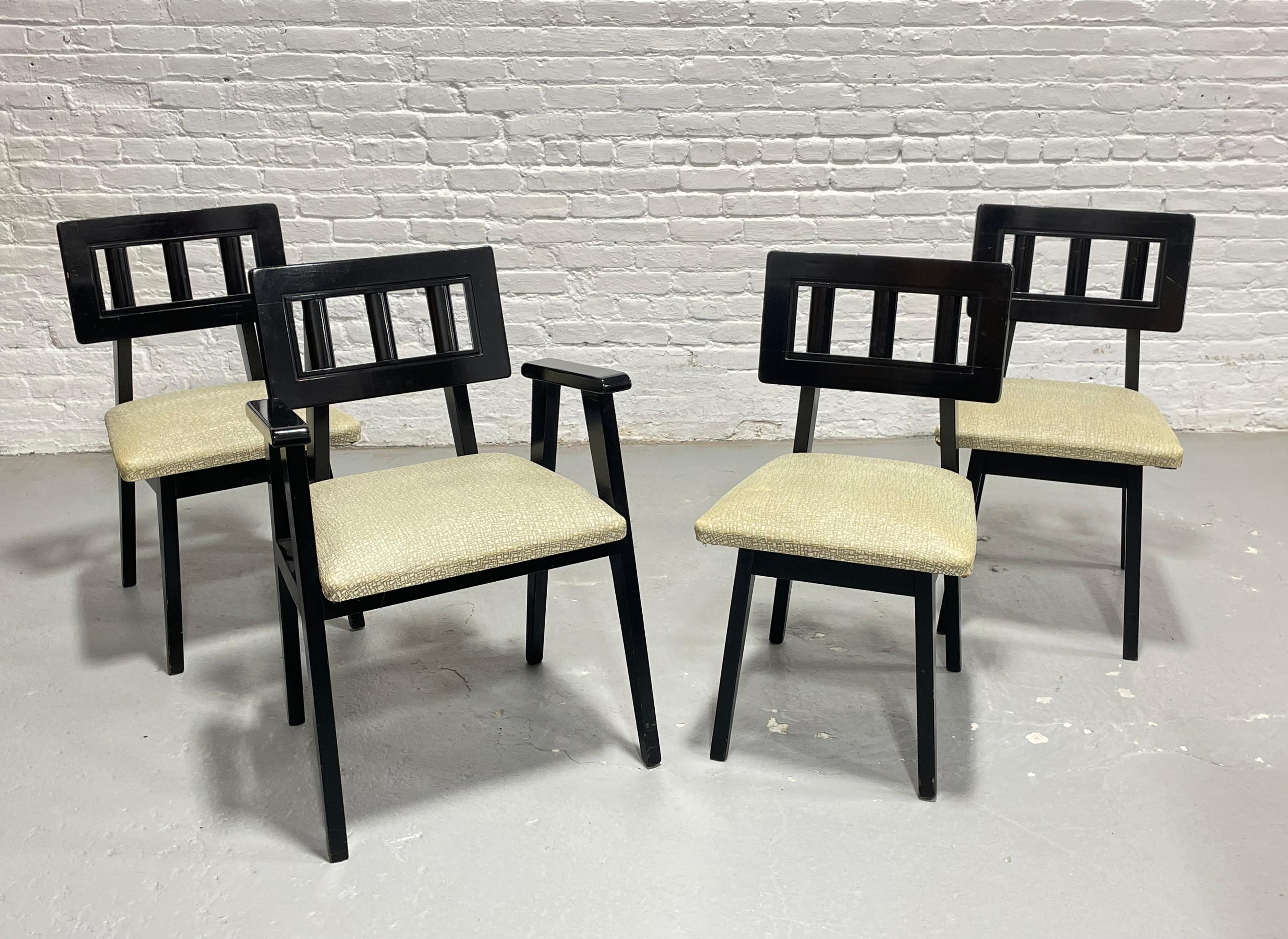 Atomic Mid Century Modern Ebonized Dining Set – Table + 4 Chairs, c. 1950s For Sale 1