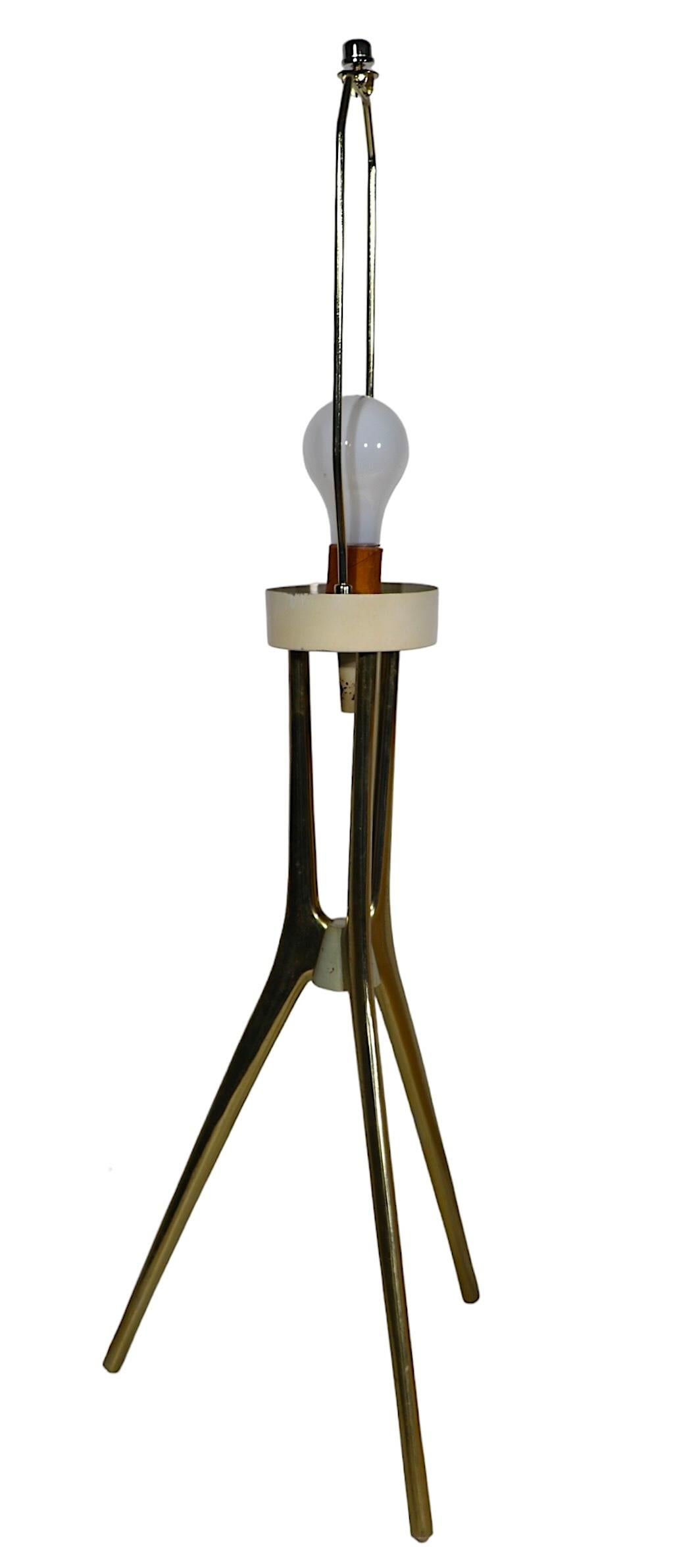 Brass Atomic Mid Century Table Lamp by Lightolier att. to Thurston c. 1950/ 60's For Sale
