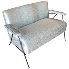 Atomic Midcentury Loveseat Sofa with Iron Legs