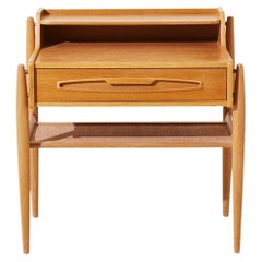 Atomic Modern Nightstand in Oak with Cane Rack