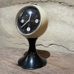 Atomic Modern Westclox Vintage Tulip Pedestal Clock Bianco e Nero, anni '60