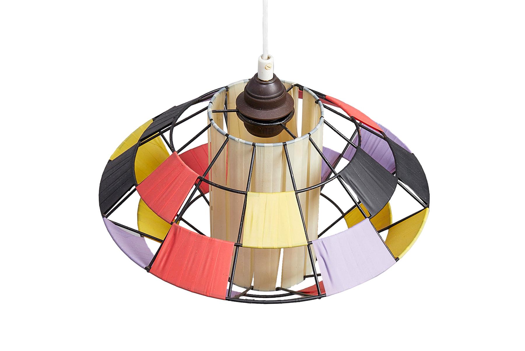 Mid-Century Modern Atomic Multi-Colored Pendant in Wrapped Ribbon For Sale