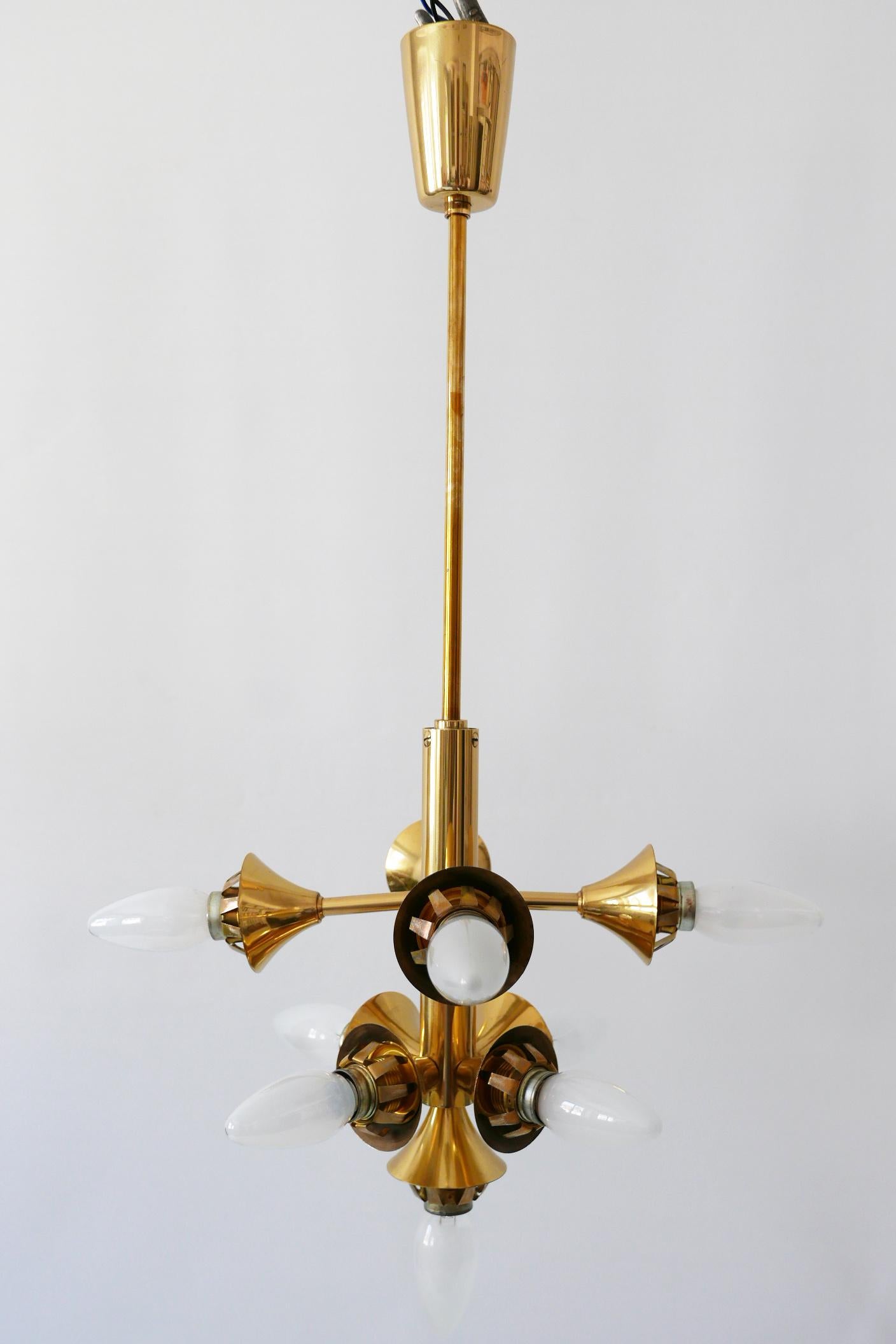 Atomic Multi-Globe Chandelier or Pendant Lamp by Kaiser Leuchten, Germany, 1970s For Sale 2