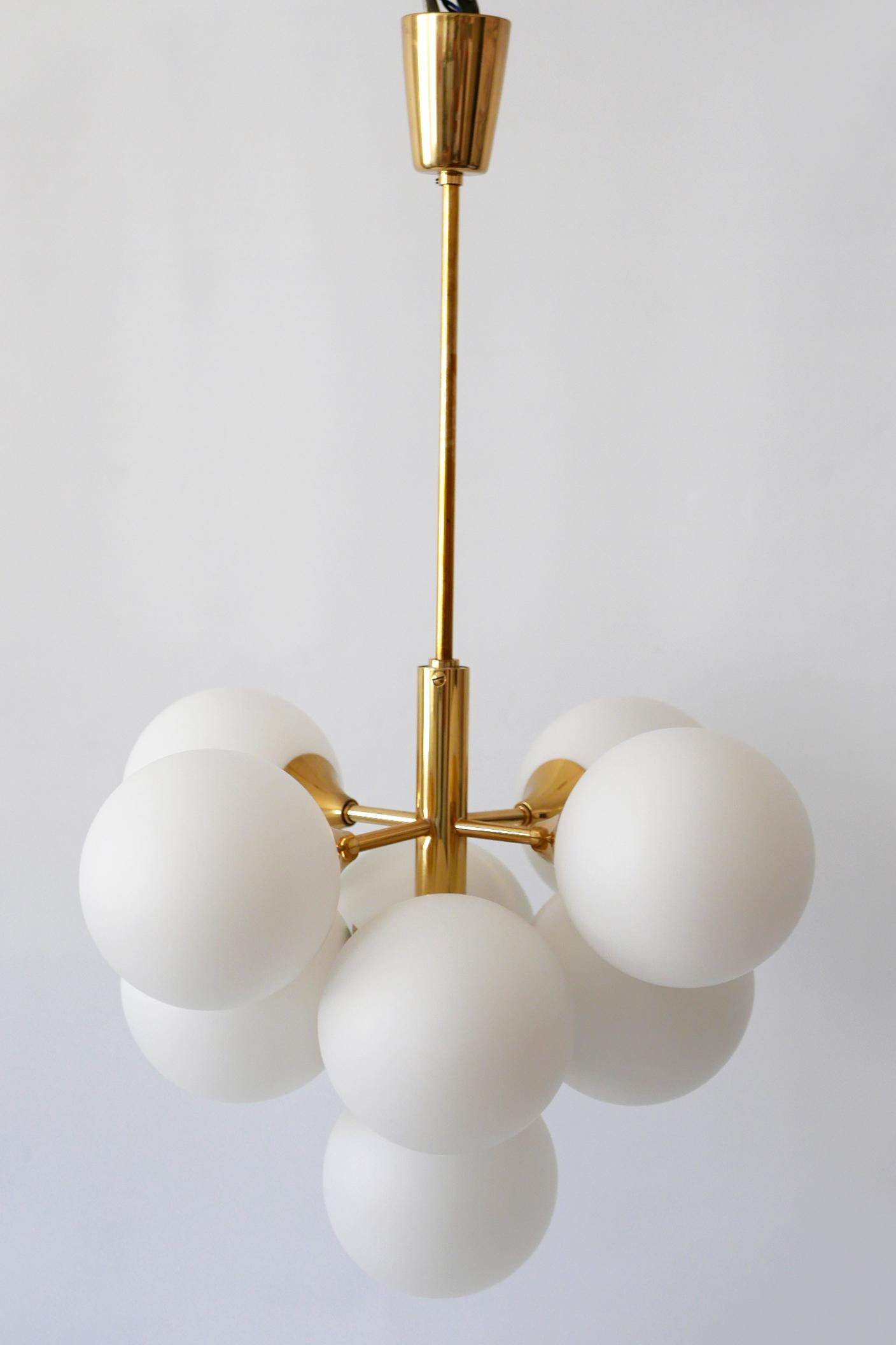 Polished Atomic Multi-Globe Chandelier or Pendant Lamp by Kaiser Leuchten, Germany, 1970s For Sale