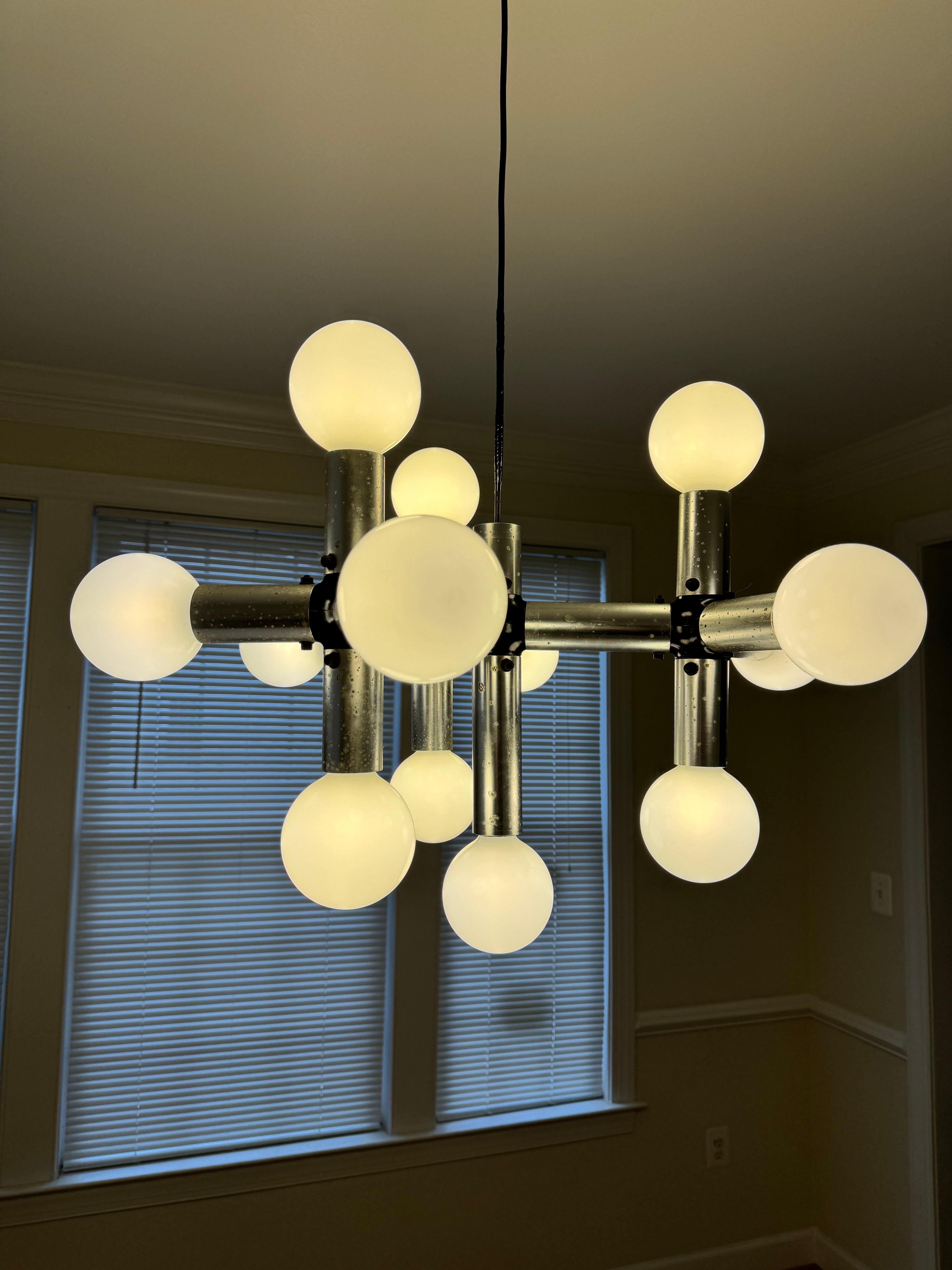 Chrome Atomic Pendant Lamp by Trix & Robert Haussmann for Swiss Lamp International For Sale