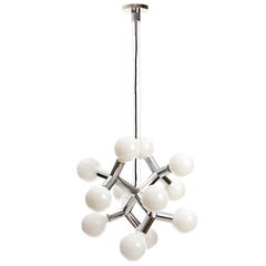 Atomic-Hängelampe-Kronleuchter von Kalmar, poliertes Chrom, 1970er Jahre, einer von vier