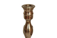 Atomic Polished Brass Candlestick Holders, a Pair