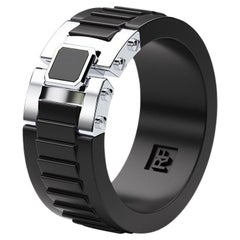 Bague Atomic en silicone et or blanc 14k avec onyx noir