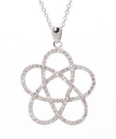 Atomic Spiral Diamond Pendant Necklace in White Gold