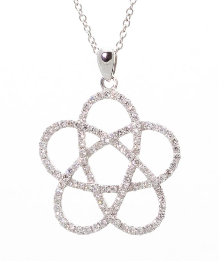 Atomic Spiral Diamond Pendant Necklace in White Gold For Sale at 1stDibs