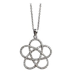 Atomic Spiral Diamond Pendant Necklace in White Gold