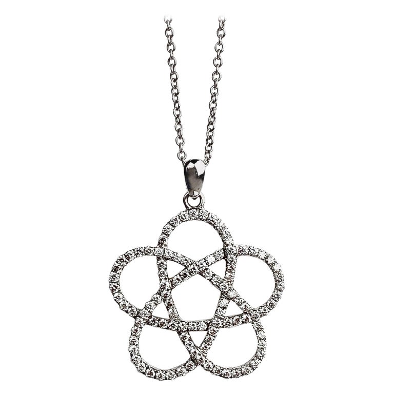 Atomic Spiral Diamond Pendant Necklace in White Gold For Sale at 1stDibs