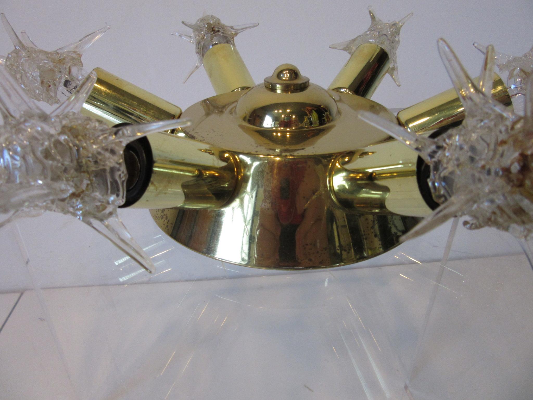 Mid-Century Modern Atomic Starburst Brass Ceiling Fixture