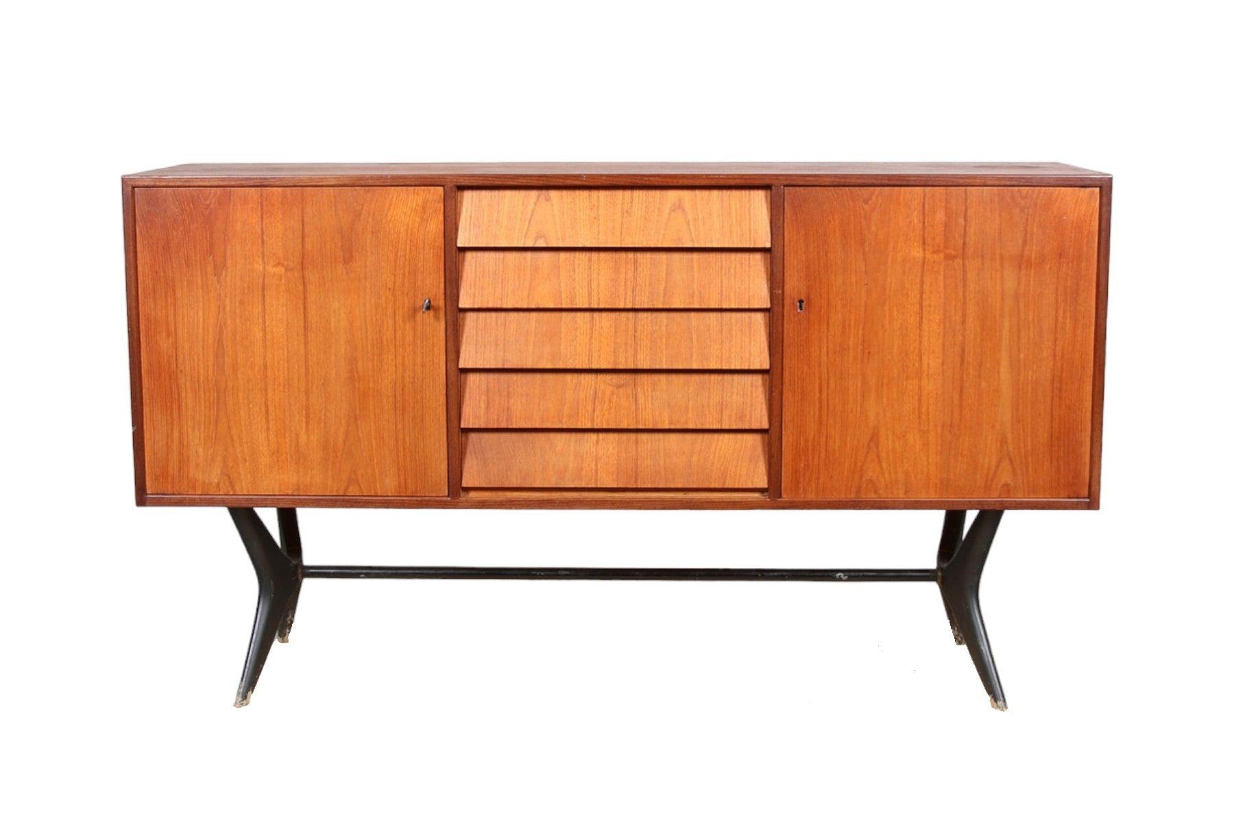 Mid-Century Modern Atomic Swedish Modern Credenza in Teak For Sale