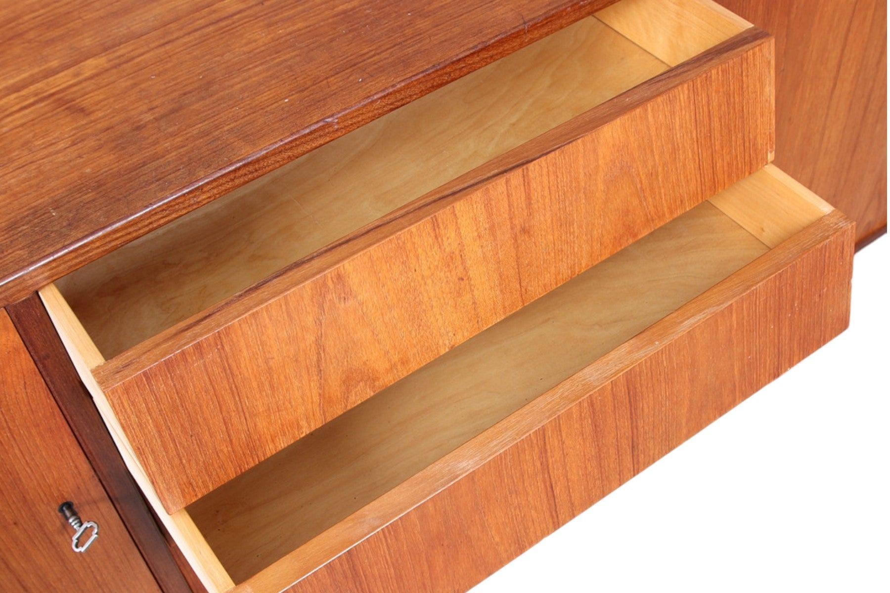 Beech Atomic Swedish Modern Credenza in Teak For Sale