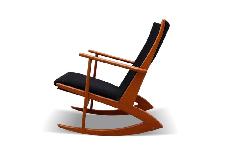 Atomic Teak Rocking Chair By Holger Georg Jensen In Excellent Condition For Sale In Berkeley, CA