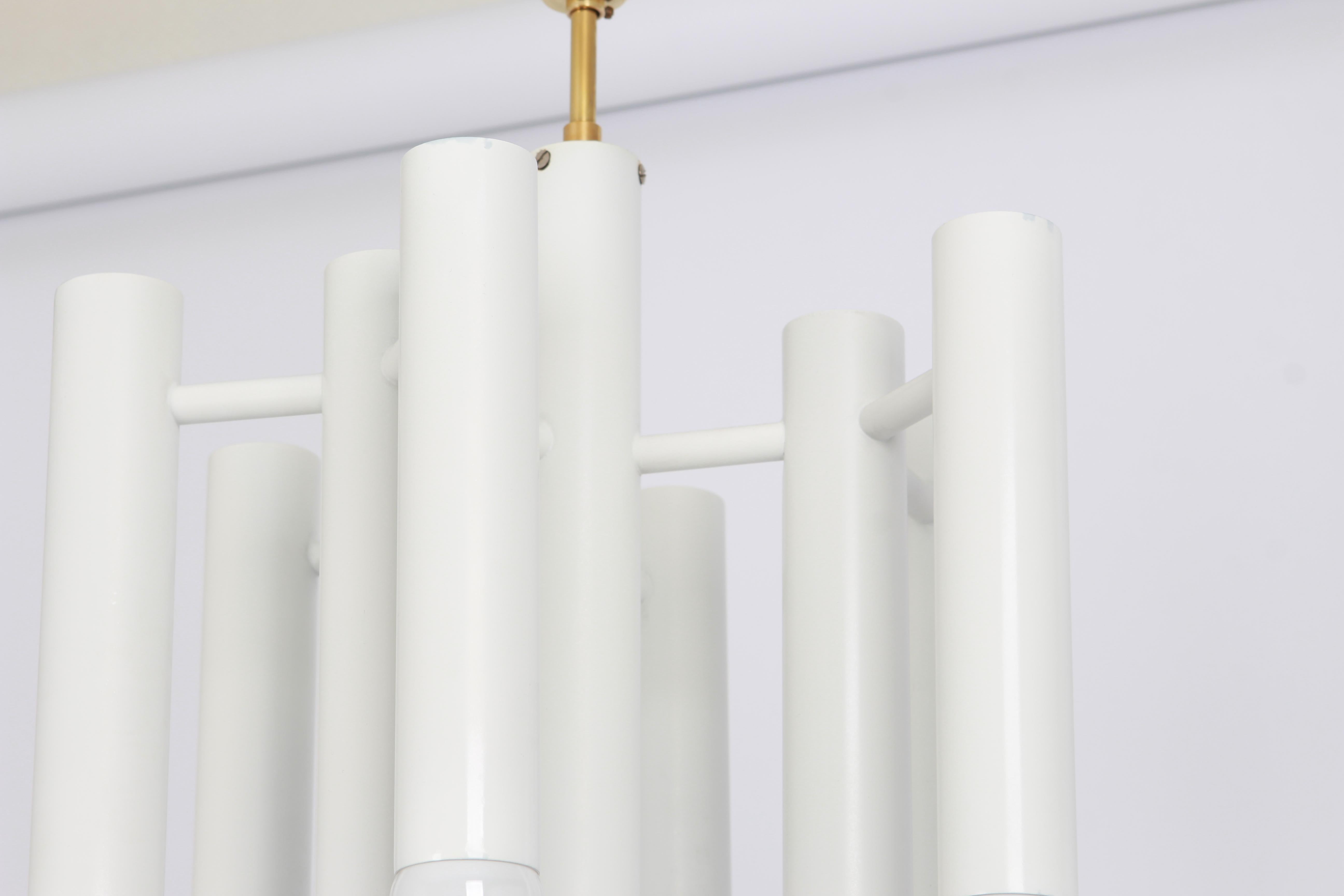 Mid-Century Modern Atomic White Chandelier by Temde, Switzerland, 1960s For Sale