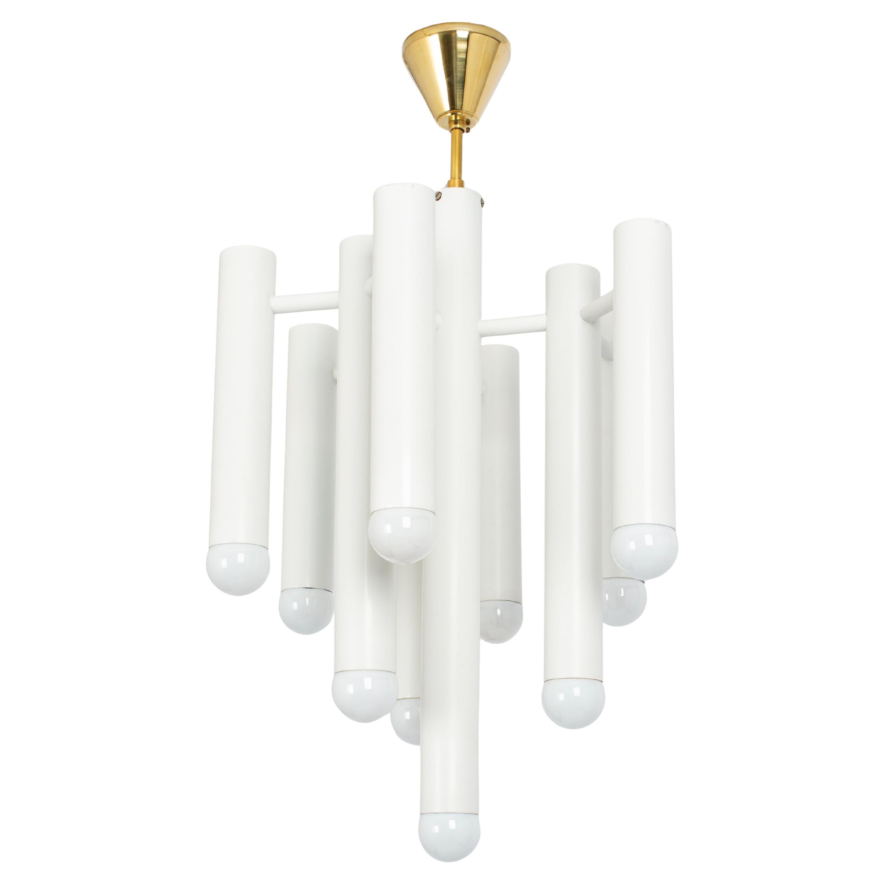 Atomic White Chandelier by Temde, Switzerland, 1960s