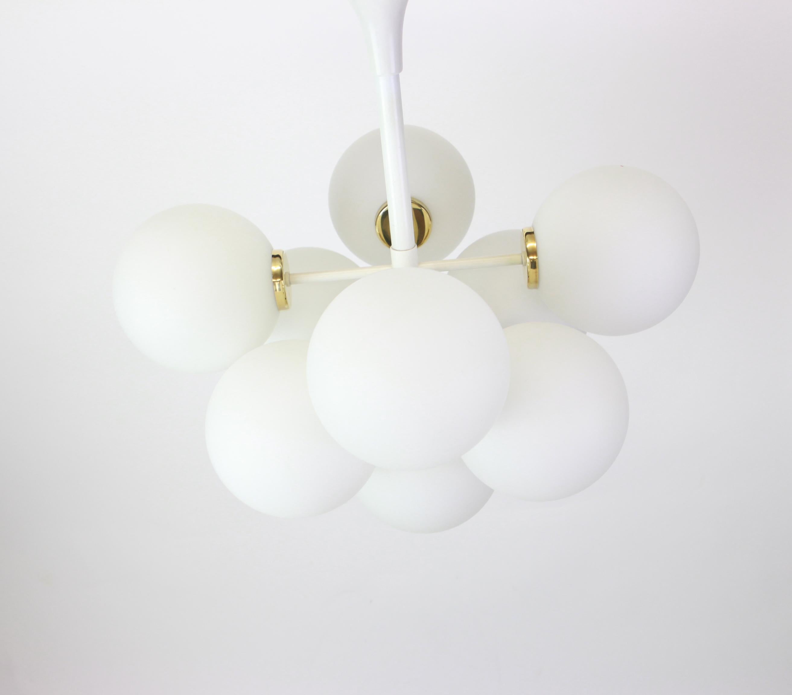 German Atomic White Chandelier, Switzerland, 1960s